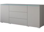 Sideboard HOME AFFAIRE "VERA, grifflos", weiß (grau pallad), B:150cm H:67,9cm T:39,5cm, Sideboards, Sideboard, verstellbare Einlegeböden, Wahlweise mit oder ohne Beleuchtung