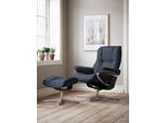 Relaxsessel STRESSLESS "Mayfair", blau (oxford blau paloma), B:79cm H:102cm T:73cm, Leder PALOMA: PALOMA ist ein durchgefärbtes Semianilin-Möbelleder mit natürlicher Narbung., Sessel, Relaxsessel, mit Hocker, mit Cross Base, Größe S, M & L, Holzakzent Schwarz