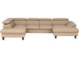 Wohnlandschaft HOME AFFAIRE "Pilot U-Form", braun (cappuccino), B:331cm T:108cm, Sofas, Wohnlandschaft, mit Kopfteilverstellung, wahlweise mit Bettfunktion & Bettkasten