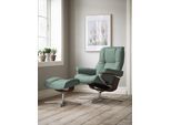 Relaxsessel STRESSLESS "Mayfair", grün (aqua grün paloma), B:83cm H:102cm T:74cm, Leder PALOMA: PALOMA ist ein durchgefärbtes Semianilin-Möbelleder mit natürlicher Narbung., Sessel, Relaxsessel, mit Hocker, mit Cross Base, Größe S, M & L, Holzakzent Braun