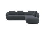 Ecksofa FLEXLUX "Torino, rund, L-Form, Sofa-Ecke mit Ottomane", grau (anthrazit), B:265cm H:85cm T:237cm, 100% Polyester, Sofas, Ecksofa, Modernes, organisches Sofa-Design, Kaltschaum, Wellenunterfederung