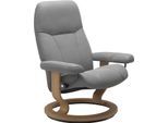 Relaxsessel STRESSLESS "Consul", grau (wild dove batick), B:85cm H:100cm T:77cm, Leder BATICK: BATICK ist ein leicht korrigiertes, durchgefärbtes und genarbtes Möbelleder, bei dem die meisten Unebenheiten und Spuren in der Regel entfernt wurden.;Leder PALOMA: PALOMA ist ein durchgefärbtes Semianilin-Möbelleder mit natürlicher Narbung.;ROHLEDER Stoff Q2 FARON: Ein fester zuverlässiger Bouclé mit ei