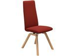 Polsterstuhl STRESSLESS "Laurel", rot (rot dinamica, eiche natur), B:49cm H:105cm T:60cm, Microfaser DINAMICA (88% Polyester, 12% Polyurethan), Stühle, Polsterstuhl, High Back, Größe M, mit schräggestellten Beinen in Eiche natur