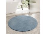 Badematte HOMIE LIVING "Porto Azzurro", blau (rauch blau), H:30mm, Polyester, Badematten, Badematte, Badteppich, uni, rechteckig & rund, waschbar, Badezimmerteppich
