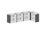 Schulte Lagertechnik erweiterbares Thekensystem MULTIplus Set 2, L-Form, 1 x Startmodul/2 x Mittelmodul/1 x Eckmodul/1 x Endmodul, mit Arbeitsplatten