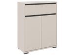 Xora Schuhschrank, Anthrazit, Kaschmir, Kunststoff, 3 Fächer, 1 Schublade(n) Schubladen, 80x108.8x38 cm, Garderobe, Schuhaufbewahrung, Schuhschränke