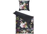 Essenza Wendebettwäsche Fleur, Schwarz, Textil, Blume, 135x200 cm, Oeko-Tex® Standard 100, Schlaftextilien, Bettwäsche, Bettwäsche, Satin-Bettwäsche