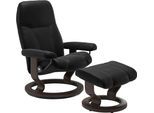 Relaxsessel STRESSLESS "Consul", schwarz (schwarz batick), B:72cm H:94cm T:70cm, Leder BATICK: BATICK ist ein leicht korrigiertes, durchgefärbtes und genarbtes Möbelleder, bei dem die meisten Unebenheiten und Spuren in der Regel entfernt wurden.;Leder PALOMA: PALOMA ist ein durchgefärbtes Semianilin-Möbelleder mit natürlicher Narbung.;ROHLEDER Stoff Q2 FARON: Ein fester zuverlässiger Bouclé mit ei