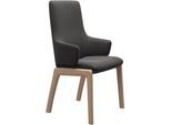 Polsterstuhl STRESSLESS "Laurel", grau (rock paloma, eiche natur), B:58cm H:105cm T:60cm, Leder PALOMA: PALOMA ist ein durchgefärbtes Semianilin-Möbelleder mit natürlicher Narbung., Stühle, Polsterstuhl, High Back mit Armlehne, Größe L, mit abgerundeten Beinen in Eiche