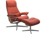 Relaxsessel STRESSLESS "View", braun (henna), B:82cm H:109cm T:81cm, Sessel, Relaxsessel, mit Hocker, mit Cross Base, Größe S, M & L, Holzakzent Eiche
