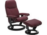 Relaxsessel STRESSLESS "Consul", rot (bordeaux batick), B:72cm H:94cm T:70cm, Leder BATICK: BATICK ist ein leicht korrigiertes, durchgefärbtes und genarbtes Möbelleder, bei dem die meisten Unebenheiten und Spuren in der Regel entfernt wurden.;Leder PALOMA: PALOMA ist ein durchgefärbtes Semianilin-Möbelleder mit natürlicher Narbung.;ROHLEDER Stoff Q2 FARON: Ein fester zuverlässiger Bouclé mit einem