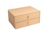 Exacompta OfficeByMe Schubladenbox A4+ Beige, 2 Schubladen mit Goldknopf, FSC-Karton, stapelbar, plastikfrei