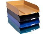Exacompta Briefablagen Set Combo Neo Deco, 4-tlg A4+, bis 500 Blatt je Ablage, Etikettenhalter, stapelbar, 25 Jahre