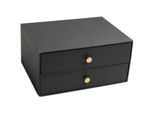 Exacompta OfficeByMe Schubladenbox A4+ Schwarz, 2 Schubladen mit Goldknopf, FSC-Karton, stapelbar, plastikfrei
