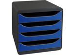 Exacompta Big Box Plus Iderama Königsblau, 4 offene Schubladen A4/A4+/24x32 cm, leise mit Stopp, stapelbar