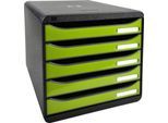 Exacompta Big Box Plus Aquarel sortiert, 5 offene Schubladen A4/A4+/24x32, leise, Sicherheitsstopp, stapelbar