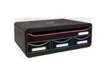 Exacompta TOOLBOX Schwarz/Harlekin, Ablagemodul A4+ mit 4 Schubladen, 27 cm tief, 13,5 cm hoch, stapelbar, 25 Jahre