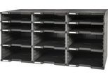 Exacompta MODULODOC EcoBlack Dokumentenablage 12 Fächer (6x56/6x110 mm), Etikettenhalter, Schubladen nachrüstbar, 25 Jahre Garantie