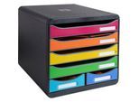 Exacompta BIG BOX MAXI Iderama Regenbogen, 6 offene Schubladen (4 groß/2 klein) A4/A4+, leise, stapelbar, 25 Jahre