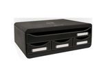 Exacompta TOOLBOX Schwarz glossy, Ablagemodul A4+ mit 4 Schubladen (3 klein/1 groß), 27 cm tief, stapelbar, 25 Jahre