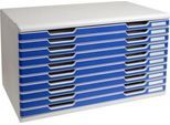 Exacompta MODULO A3 Schubladenbox 10 Laden Blau, für A4–A3+, staubgeschützt, leise mit Sicherheitsstopp, stapelbar