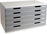 Exacompta MODULO A3 Schubladenbox 5 Laden Steingrau, für A4–A3+, staubgeschützt, leise mit Sicherheitsstopp, stapelbar