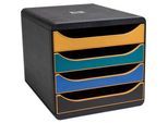 Exacompta Big Box Neo Deco sortiert, 4 offene Schubladen A4/A4+, leise mit Sicherheitsstopp, stapelbar, Blauer Engel