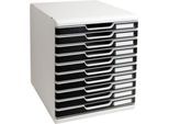 Exacompta MODULO A4 Schubladenbox Office Schwarz, 10 Schubladen geschlossen A4/A4+, leise, Sicherheitsstopp, stapelbar