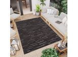 Teppich CARPET CITY "In-& Outdoorteppich Santorini 58394, 3D-Effekt, Streifen", grau (anthrazit), B:80cm H:5mm L:150cm, Polypropylen (PP), Teppiche, Teppich, Wetterfest & UV-beständig für Terrasse, Balkon, Küche, Flur