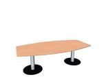 Konferenztisch, bis 8 Personen, Boot, Tellerfuss, B 2400 x T 800/1200 x H 720 mm, Buche/weissaluminium