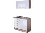 Miniküche Valero m. Geräten B: ca. 100cm Weiß Hochglanz
