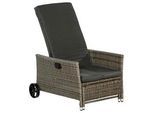 Gartenliege Komfort mit Auflage, Rollen + Fußhocker