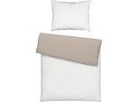 Bettwäsche Twill Streif XL Weiß/Beige ca. 140x220cm