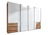 Schwebetürenschrank Level 36D ca. 216 cm Weiß/Eiche Dekor