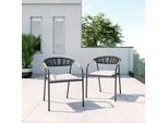 Gartensessel Benicio Grau Polywood/Textilene 2er-Set