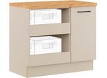 Mehrzweckschrank-Set IMPULS KÜCHEN "Warschau", beige (kieselgrau mit vintage eiche, nachbildung), B:100cm H:91,8cm T:60cm, Dekorfolie, Holzwerkstoff, Kastenmöbel-Sets, Mehrzweckschrank-Set, Vielfältige Varianten verfügbar; kombinierbar mit anderen Artikeln