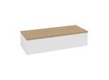 Villeroy und Boch Antao Sideboard L41001GF mit Beleuchtung, 1 Auszug, 1200 x 268 x 500 mm, Front ohne Struktur, Glossy White Lacquer / Honey Oak