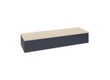 Villeroy und Boch Antao Sideboard L42003HG mit Beleuchtung, 2 Auszüge, 1600 x 268 x 500 mm, Front ohne Struktur, Midnight Blue Matt Lacquer / Botticino