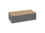 Villeroy und Boch Antao Waschtisch-Unterschrank L40001GK mit Beleuchtung, 1 Auszug, 1000 x 268 x 500 mm, Front ohne Struktur, Anthracite Matt Lacquer / Honey Oak