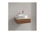 Villeroy und Boch Antao Waschtisch-Unterschrank L07053HM mit Beleuchtung, 1 Auszug, 600 x 190 x 500 mm, Front ohne Struktur, Warm Walnut / Botticino