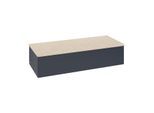 Villeroy und Boch Antao Sideboard L41003HG mit Beleuchtung, 1 Auszug, 1200 x 268 x 500 mm, Front ohne Struktur, Midnight Blue Matt Lacquer / Botticino