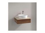 Villeroy und Boch Antao Waschtisch-Unterschrank L07153HM mit Beleuchtung, 1 Auszug, 600 x 190 x 500 mm, Front mit Struktur, Warm Walnut / Botticino