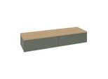 Villeroy und Boch Antao Sideboard L42001HL mit Beleuchtung, 2 Auszüge, 1600 x 268 x 500 mm, Front ohne Struktur, Leaf Green Matt Lacquer / Honey Oak