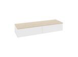 Villeroy und Boch Antao Sideboard L42003MT mit Beleuchtung, 2 Auszüge, 1600 x 268 x 500 mm, Front ohne Struktur, White Matt Lacquer / Botticino