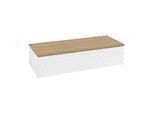 Villeroy und Boch Antao Sideboard L41101MT mit Beleuchtung, 1 Auszug, 1200 x 268 x 500 mm, Front mit Struktur, White Matt Lacquer / Honey Oak