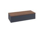 Villeroy und Boch Antao Sideboard L41102HG mit Beleuchtung, 1 Auszug, 1200 x 268 x 500 mm, Front mit Struktur, Midnight Blue Matt Lacquer / Warm Walnut
