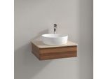 Villeroy und Boch Antao Waschtisch-Unterschrank K07053HM 60x19x50cm, Hahnloch, Waschbeckenplattenfarbe botticino, warm walnut