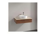 Villeroy und Boch Antao Waschtisch-Unterschrank L08153HM mit Beleuchtung, 1 Auszug, 800 x 190 x 500 mm, Front mit Struktur, Warm Walnut / Botticino