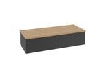 Villeroy und Boch Antao Sideboard L41101PD Antao Antao Sideboard mit Beleuchtung, 1 Auszug, 1200 x 268 x 500 mm, Front mit Struktur, Black Matt Lacquer / Honey Oak