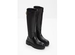 bonprix Gefütterter Plateau-Stiefel mit Stretch-Einsatz, schwarz, Gr.40, Schöner Stiefel mit Elastik-Einsatz und dekorativer Schnalle